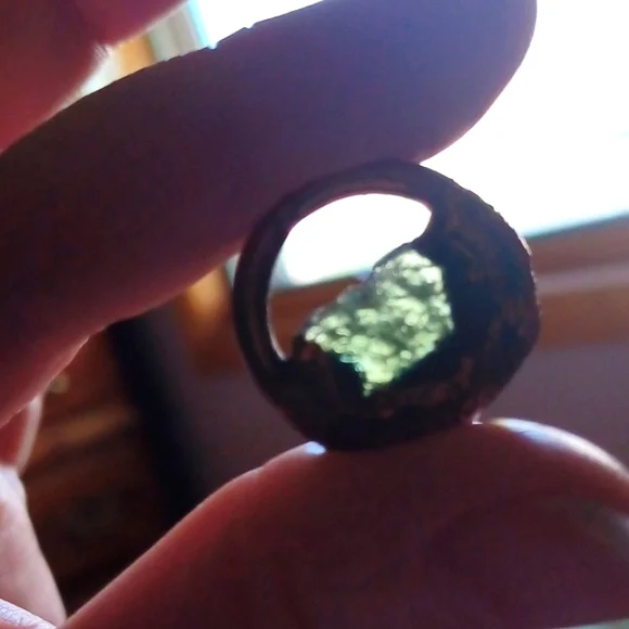 Moldavite Casted in Copper Circle - Picture 6 of 6